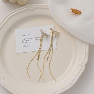 Sterling Silver Rhinestone Earring 1 Pair - 925 Silver - Gold - One Size
