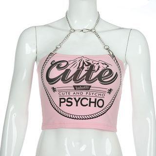 Chain Strap Lettering Halter Camisole Top
