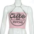 Chain Strap Lettering Halter Camisole Top