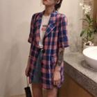 Plaid Blazer Plaid - Blue - One Size