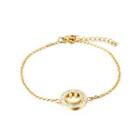 Fashion And Simple Plated Gold Geometric Round Smiley Face 316l Stainless Steel Bracelet With Cubic Zirconia Golden - One Size