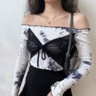 Tie-dye Off-shoulder Long-sleeve T-shirt