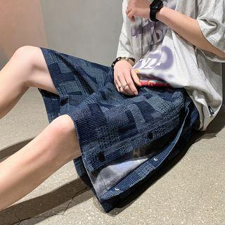 Button-side Denim Loose Fit Shorts