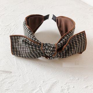 Plaid Bow Headband Gingham - Coffee - One Size