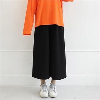 Band-waist Colored Wide-leg Pants