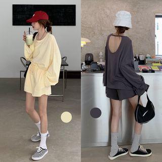 Plain Loose-fit Short-sleeve T-shirt / Shorts