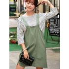 Button-detail Suspender Dress