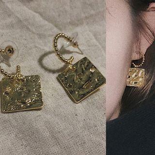 Irregular Alloy Square Dangle Earring 1 Pair - Earrings - A42a - Gold - One Size