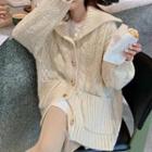 Collared Cable Knit Button-up Plain Jacket