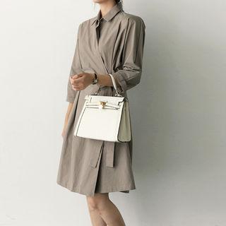 Wrap-front Pintuck-detail Dress