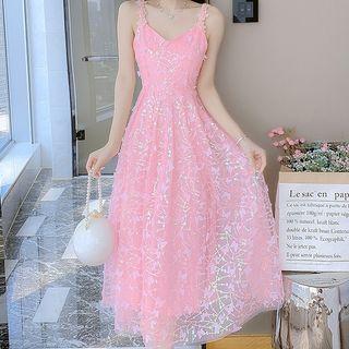 Printed Spaghetti-strap Maxi Dress