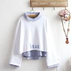 Set: Letter Sweatshirt + Sleeveless Striped Top
