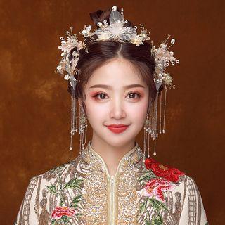 Wedding Set: Branches Hair Stick + Hair Stick + Fringed Earring As Shown In Figure - One Size