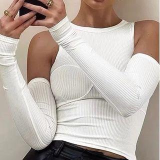 Plain Tank Top With Arm Sleeves