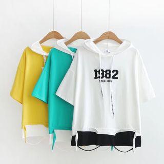 Letter Short-sleeve Hooded T-shirt