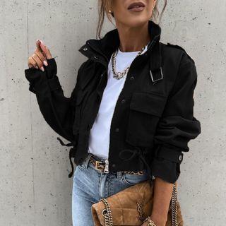 Cropped Cargo Button Jacket