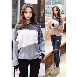 Drop-shoulder Three-tone Sweater