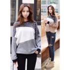 Drop-shoulder Three-tone Sweater