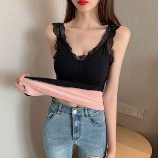 Lace Trim Padded Knit Tank Top