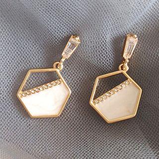 Rhinestone Alloy Hexagon Dangle Earring