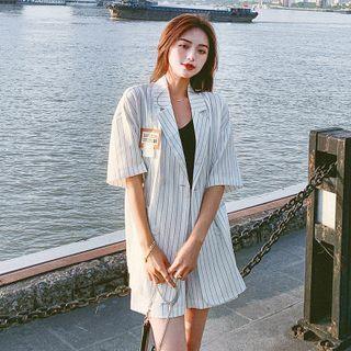 Set : Striped Blazer + Wide Leg Pants