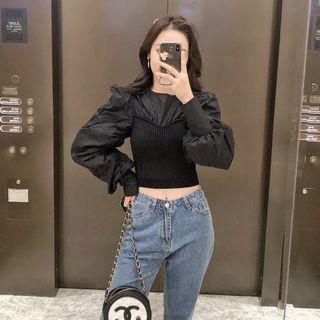 Long-sleeve Panel Knit Sweater