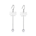 Sterling Silver Elegant Fashion Butterfly Tassel Earrings With Pearls And Shells Silver - One Size