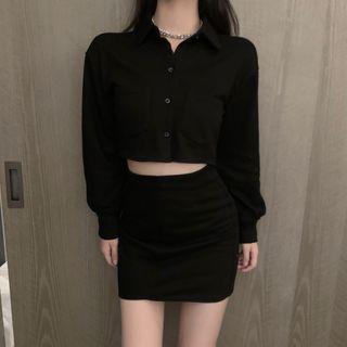 Set: Crop Shirt + Mini Pencil Skirt