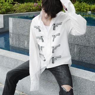 Gun Print Long-sleeve Shirt