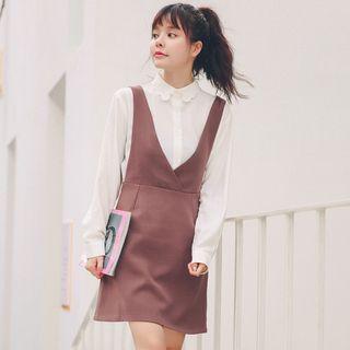 Mini V-neck Pinafore Dress