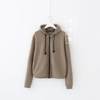 Lettering Embroidered Zip Hoodie