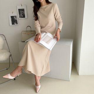 Boatneck A-line Long Dress