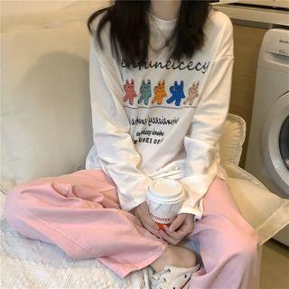 Long-sleeve Rabbit Print Top