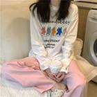 Long-sleeve Rabbit Print Top