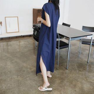 Cap-sleeve Slit-side Maxi Dress