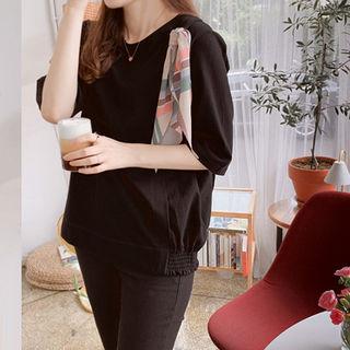 3/4-sleeve Scarf-detail Top