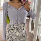 Lettuce-edge Pointelle Cropped Cardigan