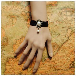 Faux Pearl Velvet Bangle