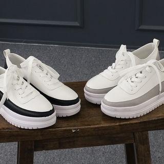 Platform Tow-tone Lace-up Casual Shoes