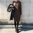 Crew-neck Cable-knit Sweater Dress