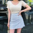 Inset Shorts Striped A-line Skirt
