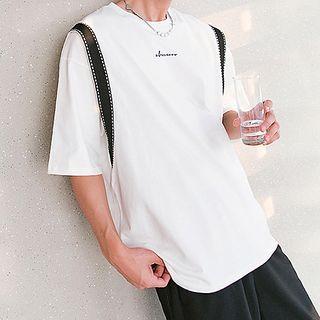 Elbow Sleeve Color Block Oversized Tee