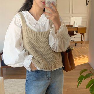 Doll-collar Blouse / Knit Tank Top