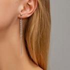 Rhinestone Fringed Earring 1 Pair - 01 - 2352 - Silver - One Size