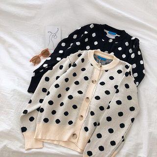 Polka Dot Single-breasted Long-sleeve Cardigan