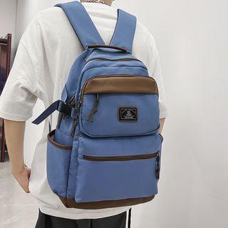 Faux Leather Trim Backpack