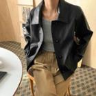Single-breasted Faux-leather Jacket Black - One Size