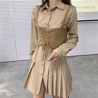 Long-sleeve Shirt Dress / Sleeveless Top