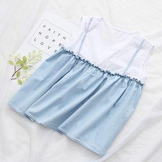 Mock Two Piece Denim Tank Top
