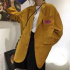 Embroidered Letter Blazer Yellow - One Size